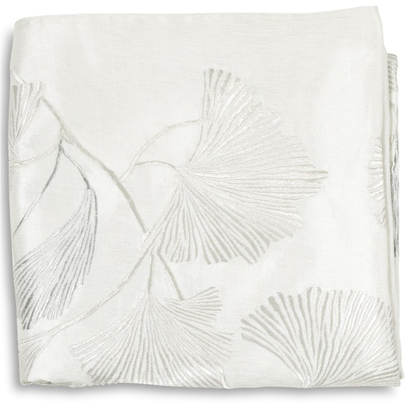 Michael ARAM Ginkgo Leaf Embroidered Throw. Ivory. Ivory - Picture 1 of 3